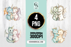 Cute Unicorn Dragon Cuddle Clipart Sublimation PNG Product Image 1