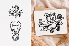 Teddy Bear Flying On Plane and Hot Air Balloon svg, png Product Image 1