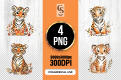 Watercolor Baby Tiger Clipart Sublimation PNG Product Image 1