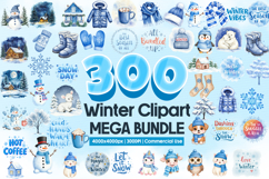 Winter Watercolor Snow Clipart PNG Sublimation Mega Bun Product Image 1