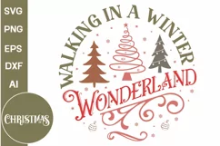 Walking In A Winter Wonderland Round Sign SVG Design Product Image 2