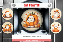 Kawaii Cozy Ghost Car Coaster Product Image 1