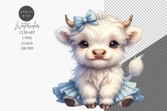 Highland calf clipart, White cow clipart Product Image 1