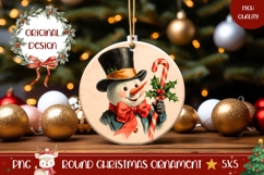 Vintage Snowman Round Ornament, Winter Ornament Template Product Image 1