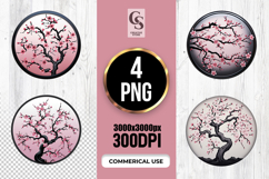 Cherry Blossom Sakura Tree Clipart Sublimation PNG Product Image 1