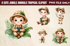 Cute Jungle Animals Tropical Clipart PNG Product Image 1