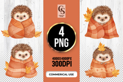 Cute Hedgehog in Blanket Clipart PNG Product Image 1