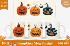 Funny Pumpkins Mug Wrap, Funny Halloween Coffee Mug Design Product Image 1