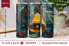 Christmas Bells Tumbler Wrap, Christmas Bell Sublimation Product Image 1