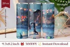 Christmas Tumbler Sublimation, Figure Skating Tumbler PNG Product Image 1