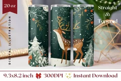 Christmas Tumbler Wrap, Christmas Deer Tumbler Template Product Image 1