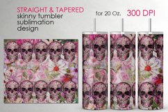 Gothic Skull and Flowers design | Skinny tumbler Sublimation Product Image 1