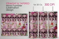 Gothic Skull and Flowers design | Skinny tumbler Sublimation Product Image 1