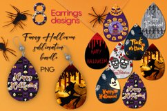 Funny Halloween | 8 Teardrop earring sublimation designs Product Image 1