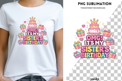 Sister birthday cake PNG, for shirts and party favors, cute Product Image 1