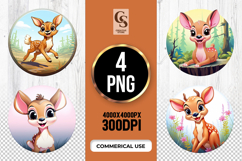 Cute Baby Deer Forest Clipart Sublimation PNG Product Image 1