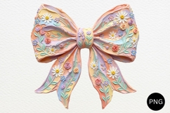 Spring/Summer Brushstroke Bow PNG, Floral Coquette Design Product Image 1