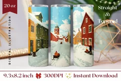 Winter Snow Tumbler Wrap Design, Christmas Tumbler Design Product Image 1