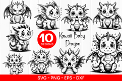 Kawaii Baby Dragon Clipart SVG PNG Product Image 1
