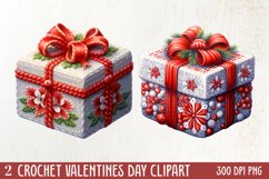 Crochet Valentines Day Clipart, Valentines Day Couplet Product Image 1