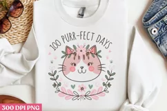 100 Purr-fect Days PNG, 100 Days Of School Sublimation PNG Product Image 2