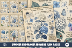 Summer Hydrangea Flowers Junk Pages Product Image 1