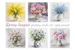 Spring flowers greeting cards. Watercolor blooming flowers. Product Image 1