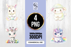Cute Pastel Baby Animals Clipart Sublimation PNG Product Image 1