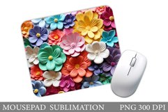 Rainbow Flowers Mouse Pad. 3D Flowers Mouse Pad Design Product Image 1