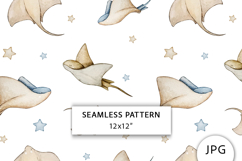 Watercolor Stingray Seamless Pattern Product Image 1