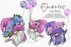 Pink Gnomes and Balloons | Gnome Clipart PNG Product Image 1