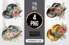Floral Cowboy Hat Clipart Sublimation PNG Product Image 1