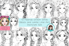 Black and White Line Art Portraits for Coloring Product Image 1