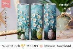 Floral Easter Tumbler Wrap, Chamomile Tumbler Design Product Image 1
