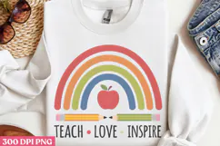 Teach Love Inspire PNG, Retro Teacher Sublimation PNG Product Image 2