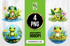 Cute Frog Clipart Sublimation PNG Product Image 1