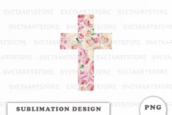 Watercolor Floral cross sublimation Png Product Image 1