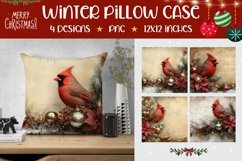 Christmas Birds Pillowcase, Christmas Cardinal Pillow PNG Product Image 1
