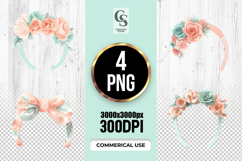 Watercolor Floral Headband Clipart Sublimation PNG Product Image 1