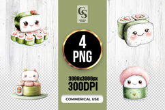 CCute Kawaii Sushi Clipart PNG Product Image 1