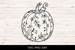 Hand Drawn Floral Pattern Pumpkin SVG Product Image 1