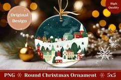 Cartoon Winter Village Ornament, Cozy Winter Ornament Design Product Image 1
