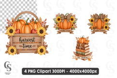 Harvest Time Pumpkin Fall Clipart Sublimation PNG Product Image 1