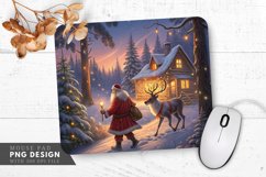 Santa and Reindeer in Winter Wonderland Mouse Pad PNG Product Image 1
