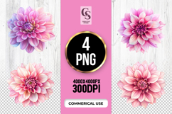 Purple Dahlia Flower Sublimation Clipart PNG Product Image 1