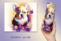 Watercolor Dog Sublimation Tumbler Wrap | 20 oz Straight Png Product Image 2