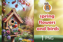 spring flowers, bird, birdhouse Product Image 1