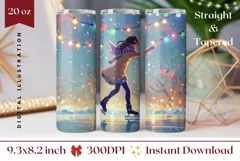 Christmas Tumbler Wrap Design, Figure Skating Tumbler Product Image 1