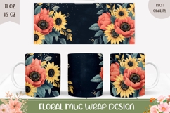 Flowers Mug Wrap, Sunflower Mug Sublimation Product Image 1