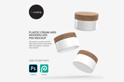 Plastic Jars With Wooden Lids - PSD Mockup Product Image 1